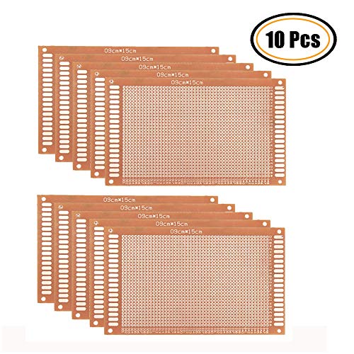Oak-Pine 10Pcs Printed Universal Breadboard - Composite PCB Boards Single Sided Printed Circuit Board for Prototyping, Electronic Creating Projects, Prototype Kit for DIY (15x9cm / 5.9’’x 3.5’’)