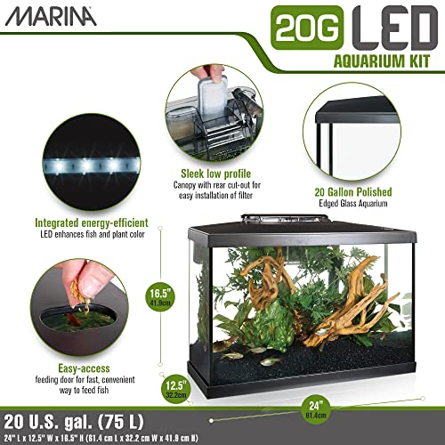 Marina Aquarium Kit 20 gallon Fish Tank LED Pricepulse