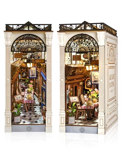 Rolife Book Nook Miniature House Kit DIY Model Adult with Lights Bookcase Decoration Book Living Room Booknook Puzzle Arcade Dating 3D Wood Bookends Diorama