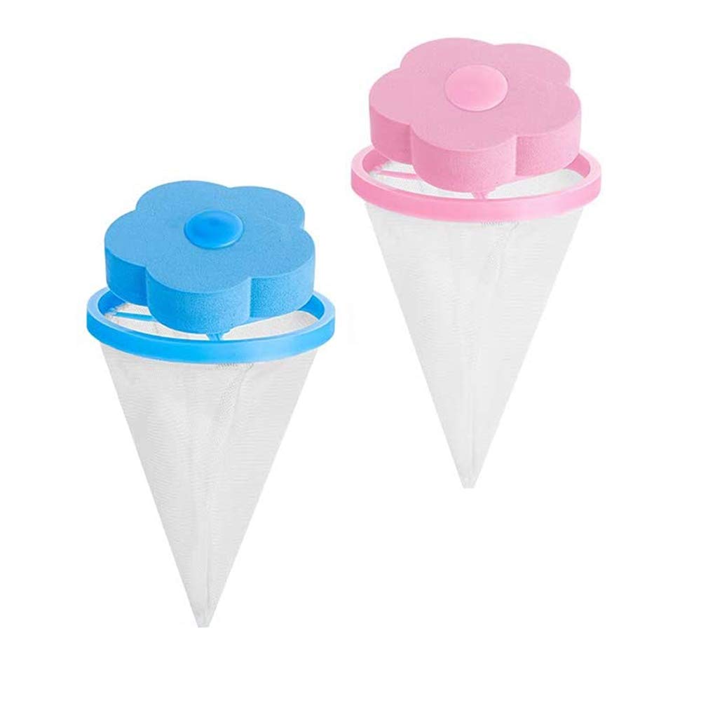 Washing Machine Filter Bag, Lint Mesh Bags Lint Catcher Washer Hair Catcher Flowers Hair Filter Net Pouch Reusable Hair Remover Tool (2pcs)