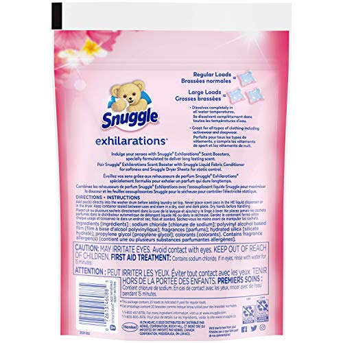 Snuggle Exhilarations In Wash Laundry Scent Booster Pacs, Island Hibiscus and Rainflower, 20 Count