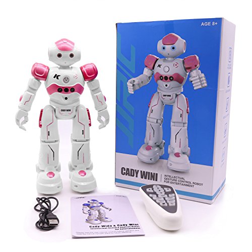 ECLEAR Remote Control RC Robot, JJRC Cady Smart Programming Gesture Sensing Robotics Humanoid Robots Kit Toys Present for Kids Preschooler Entertainment Pink