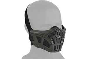 HDLSINA Airsoft Half Face Masks, Half Lower Steel Mesh Airsoft Protective Gear Breathable Silicone Lining Mesh Cover for Adult Men Women BBS Airsoft Shooting CS Survival Games