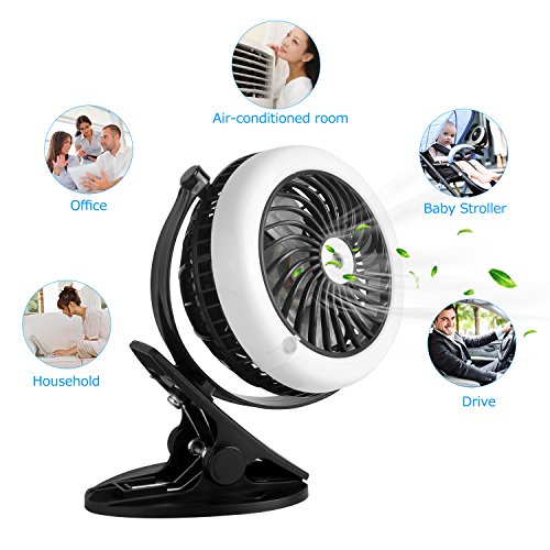 WEINAS Battery Operated Fan, 2 in 1 Misting Fan Clip On Baby Stroller Fan Rechargeable USB Portable Mini Desk Table Fan for Home,Office,Travel