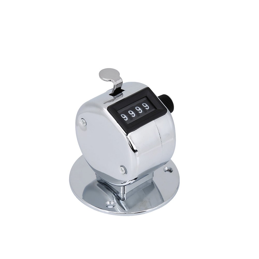 4-Figure Hand Tally Counter, Laps Counter Silver Counter Clicker Counter Manual Palm Counter
