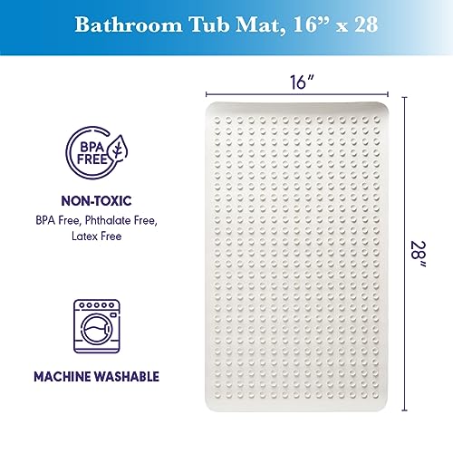 Epica Non Slip Bathtub Mat Real Rubber Bath Mat for Tub, Shower, Bath