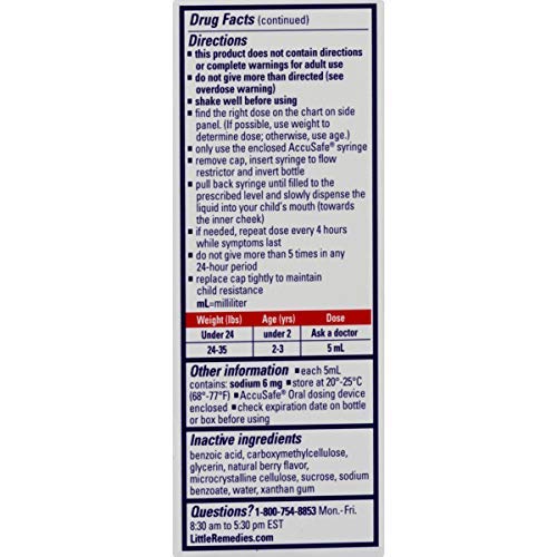 Little Remedies Infant Fever + Pain Reliever | Natural Berry Flavor | 2 oz | (3-Pack) - Thumbnail 5