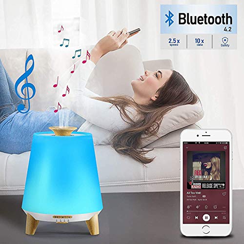 JuTai Essential Oil Diffuser, 300ML Diffuser with Bluetooth Speaker, Ultrasonic Humidifier, Remote Control Aromatherapy… - Image 2