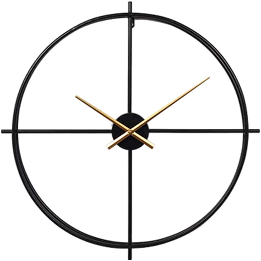 MTime Minimalism Metal Decorative Wall Clock, 20 Inch Large Clock Silent Non Ticking Nordic Modern Simple for Living Room Bedroom Dining Room Kitchen-Black A-50cm
