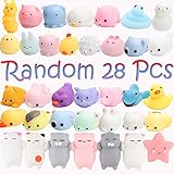 Mini Animals Squishy, BeYumi Random 28 Pcs Kawaii Cute Soft Squishy Stretchy Toys Mini Animal Hand Toy Stretchy Healing Stress Reliever