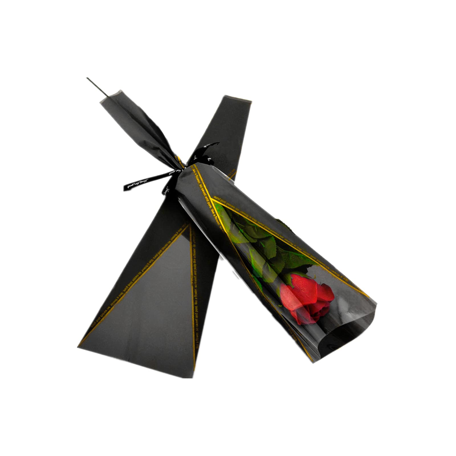 100 Counts Single Floral packaging bag,Bouquet Sleeve,Single Rose and Carnations Flower Wrapping Paper,Flower Bag for Mother's day Valentines Day Wedding Birthday Gift (Black)