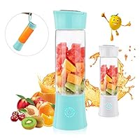 Portable Blender, Supkiir USB Rechargeable Mini Juicer Cup with Handle, Smoothie Blender with 6 Blades with 4000mAh Batteries, 480ml Household Fruit Mixer for Travel Office Sports School