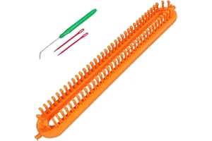 HZ YIHAI AUTUMN Dense Teeth Rectangle Knitting Looms，Plastic Weaving Looms Set，Weaving Loom，Scarf Hats Making Tools，DIY Crocheting Handmade Craft Kit with a Crochet Hook and Needle for Knitting Lovers，36 cm (Yellow)