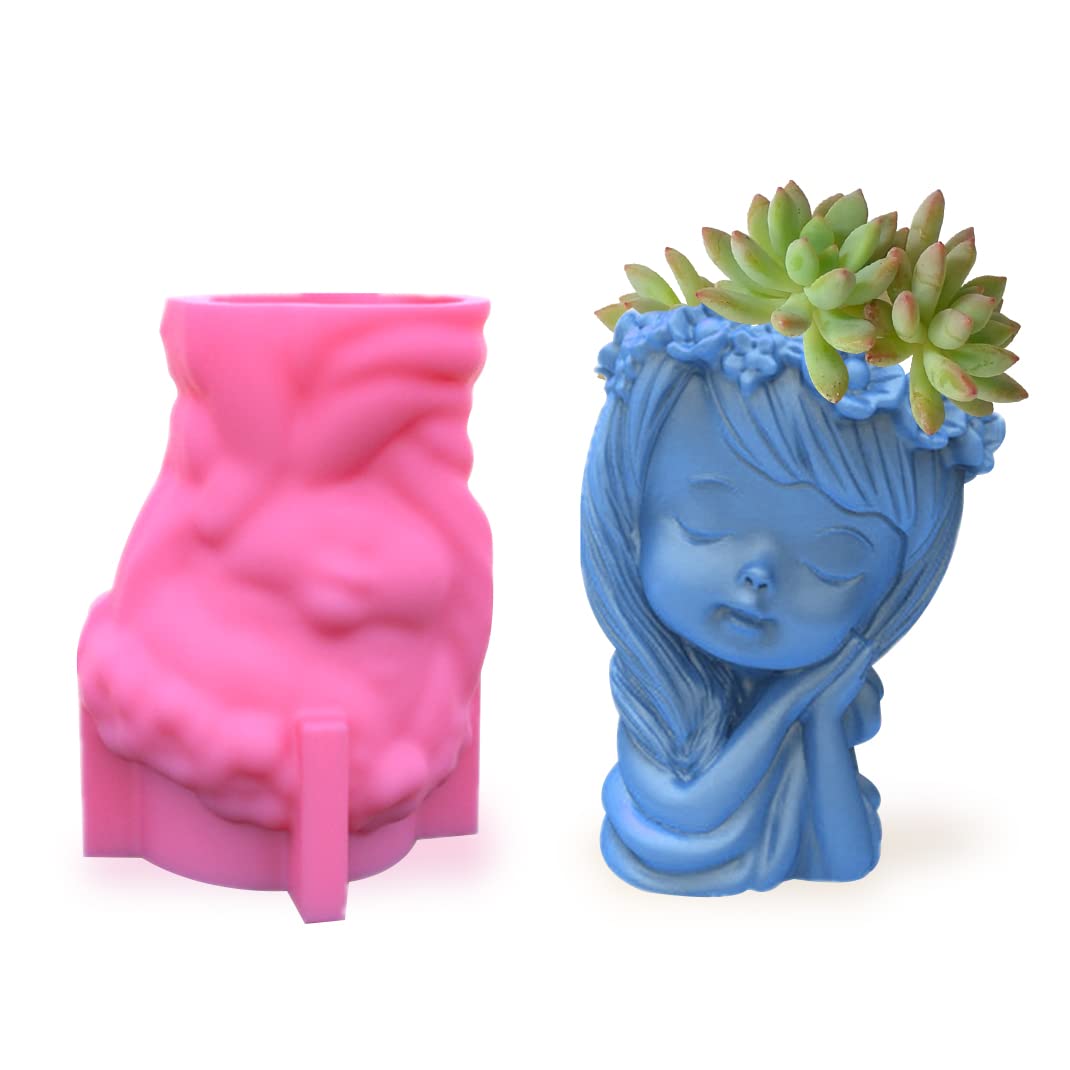 DIYBravo Vase Silicone Mould Girl Shaped Resin Silicone Flower Pot Pen Holder Mould for Polymore Clay Epoxy Resin Casting for Making Flowers Holder Jewelry Storage Home Office Decor