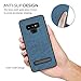 DUEDUE Note 9 Case,Galaxy Note 9 Case, Shockproof Slim Hybrid Hard PC Cover Kickstand with Linen Cloth Fabric Design Canvas Leather Protective Case for Samsung Galaxy Note 9, Blue