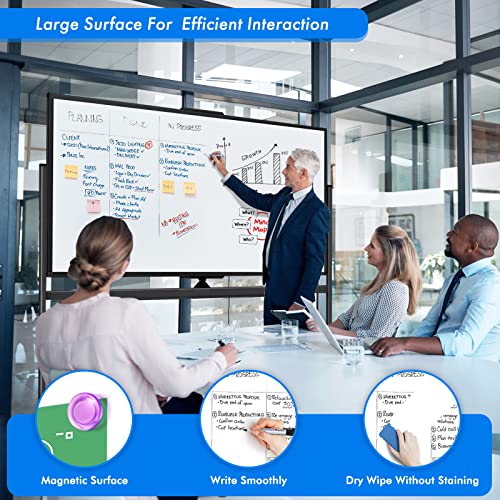 72x40 InchDouble Sided Rolling Whiteboard, Mobile Whiteboard Magnetic White Board, Large Reversible Dry Erase Board Easel Standing Board on Wheels (72x40 Black)