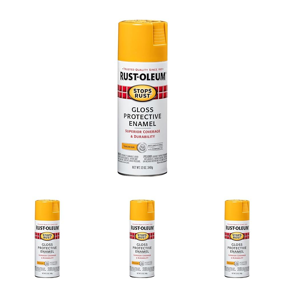 Rust-Oleum 298537 Stops Rust Spray Paint, 12 oz, Gloss Tuscan Sun (Pack of 4) Image
