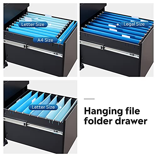 DEVAISE 3Drawer Mobile File with Smart Lock, PreAssembled