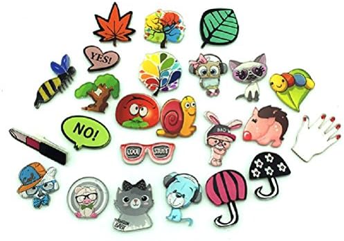 Fun Daisy 24Pcs Cartoon Animal Pig Tree YES or NO Pin for Women Girls Clothing Bag Ornament