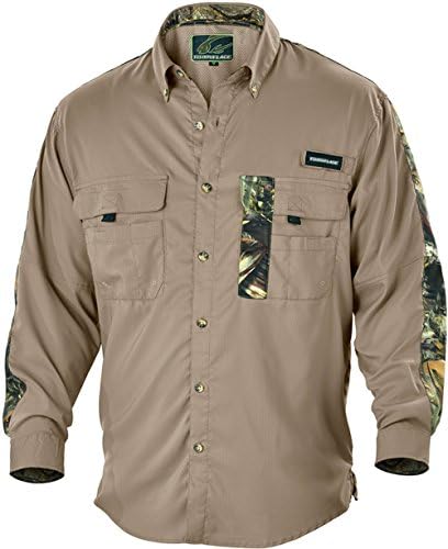 Fishouflage Bass Split Rock Vented Angler Long-Sleeve Shirt (Stone, X-Large)