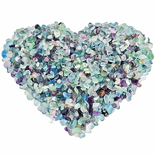 Rockcloud 1 lb Flourite Tumbled Chips Crushed Stone Healing Reiki Crystal Jewelry Making Home Decoration