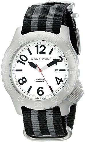 Mens Sports Watch | Torpedo Dive Watch by Momentum | Stainless Steel Watches for Men | Analog Watch with Japanese Movement | Water Resistant (200M/660FT) Classic Watch - Lume / 1M-DV74L7S