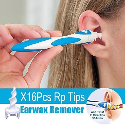 HUAYF Earwax Removal Ear Wax Remover Ear Wax Cleaner Soft Spiral Silicone Swab Sysem with 16 Replacement Tips