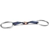 Lenza Traders Loose Ring Snaffle Horse Bits Blue Alloy Sweet Iron with Copper Lozenge &ndash; Comfort Mouthpiece for Sensitive Horses, Encourages Salivation, Gentle Pressure Bits