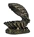 Top Collection Baby Mermaid Statue- Mermaid Sleeping in Shell with Pearl Sculpture- Hand Painted with Bronze Finish Look- 4-Inch Figurine