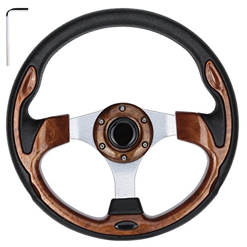 10L0L Golf Cart Steering Wheel, Generic of Most Golf cart EZGO Club Car Yamaha (style1 Wood)
