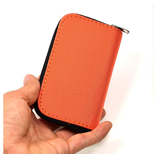 Memory Card Cases, 2 Packs Bestshoot Memory Card Holder Bags Pouch Organizer Keeper 22 Slot SD Micro SD CF SDHC SDXC MMC Secure Digital Compact Flash Cards Wall Bags for Media Storage (Orange & Black)