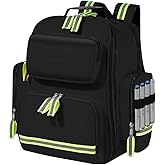 First Aid Backpack Emergency Medical Backpacks Empty Waterproof Survival Bags Trauma Bag for Nurses Home Car (Black)