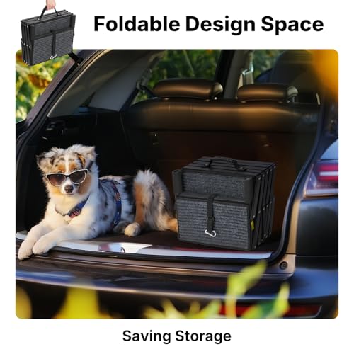Veehoo 17" Wide Dog Stairs for Large Dogs, 4 Steps Foldable Dog Steps for Car SUV Truck, Heavy Duty Outdoor Pet Ramp Ladder with Detachable Non Slip Surface, Support Up to 200lbs
