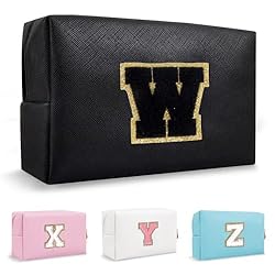 Small Travel Initial Preppy Patch Makeup Bag, Cute