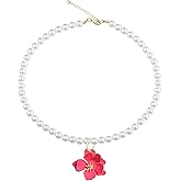 Anmpab Pearl Flower Necklace for Women Pearl Floral Pendant Necklace Adjustable Chain Jewelry for Her Mother Wife Anniversary