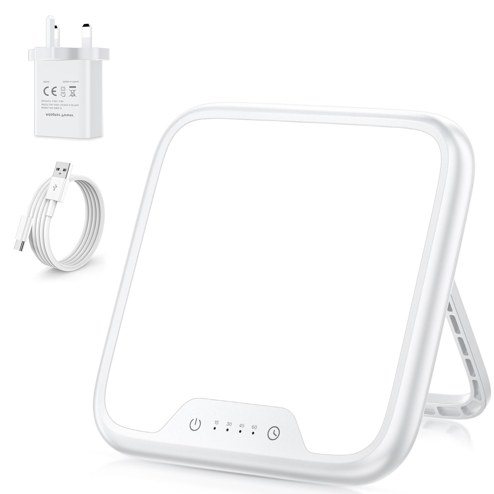 VTHW SAD Lamp 10,000 Lux, Daylight Lamp with Memory Function & 4 Timer Settings, Stepless Brightness, Portable UV Free Therapy Lights Lamp Sun for Home/Office