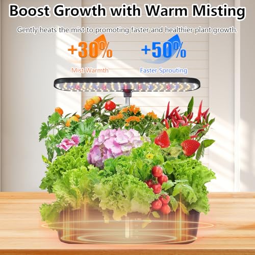 TECKZOON Hydroponic Germination System 52 Holes, Full Spectrum LED Lamp 24 W, 4 L Tank with Automatic Timer and Smart Watering for Flowers, Vegetables and Seedlings