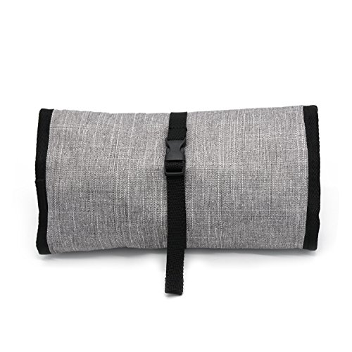 Patu Roll Up Folding Travel Organizer Case for Cables, Memory Cards, Flash Disks, Earphones, Portable Hard Drives, Power Banks or Adapters, or Other Small Electronics and Accessories, Gray - Thumbnail 5