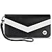 caseen ViVi Women's Smartphone Wallet Clutch Wristlet Case (Black/White) for Apple iPhone 6 5S 5C 5 4S 4, Samsung Galaxy S5 S4 S3, Google Nexus 5, LG G2, HTC One M7, Sony Xperia Z3 Compact / Z, Moto X, Moto G, Droid Razr [Up to 5.75 x 3.1 Inch Cellphone] - Medium Size