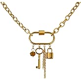925 sterling Silver Charm Metal Crystal Key Necklace For Women, 14k Yellow Gold Chain Choker Lock And Key Necklaces, Keys Silver Necklace