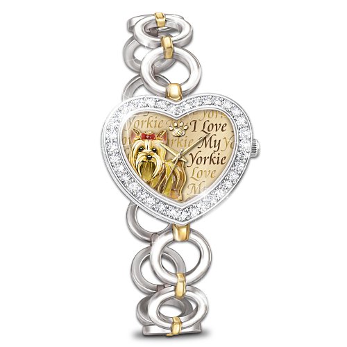 Women’s Yorkie Heart Watch Bracelet By The Bradford Exchange