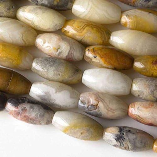 Cherry Blossom Beads Crazy Lace Agate Beads 7x14mm Smooth Rice - 8 Inch Strand