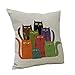 Nunubee Cotton Linen Cat Pillow Cover Home Decorative Throw Pillow Case Printed Cushion Cover