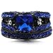 Black Blue Princess Cut Cubic Zirconia Wedding Ring Set (9)