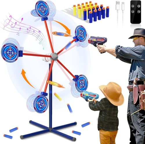 DX DA XIN Rotary Shooting Target Games for Children Includes 2 Pistols Toys 20 Foam Darts Outdoor Garden Toys Gifts for Boys 4 5 6 7 8 9 10 Years Old