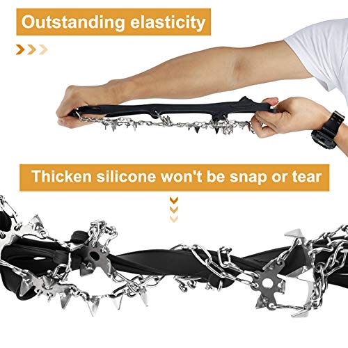 Gelindo Ice Traction Stainless Steel 19 Spikes Crampons for Boots Anti Slip Ice Grip Traction Safe Protection for Hiking, Walking, Climbing, Jogging, Mountaineering on Snow Muddy Road