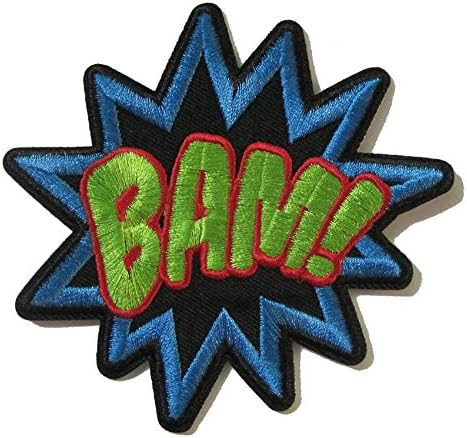 CoolPart Bamsuperhero Comics Retro Fun Embroidered Applique Iron-On Bam Word Patches Fabric Jacket Sticker Clothing Diy Accessory Perfect Patches