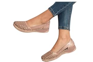 JYSwoshoe Closed Toe Sandals Women,Womens Sandals Dressy Casual Summer Hollow Out Shoes Orthotic Wedge Sandals For Women Comfortable Round Toe Walking Slip on Flats Sandals Lightweight Driving Shoes