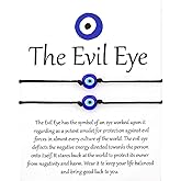 COLORFUL BLING 2pcs Lucky Thread String Evil Eye Wish Bracelet Set Adjustable Handmade Cord for Women Men Amulet Kabbalah Protection Friendship BFF Family Jewelry