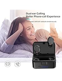 Auriculares inalámbricos Bluetooth 5.0 Cshidworld True inalámbricos con 24H tiempo de reproducción, graves profundos HiFi 3D sonido estéreo, funda de carga portátil y micrófono integrado para Smartphone, Samsung, portátil, tableta